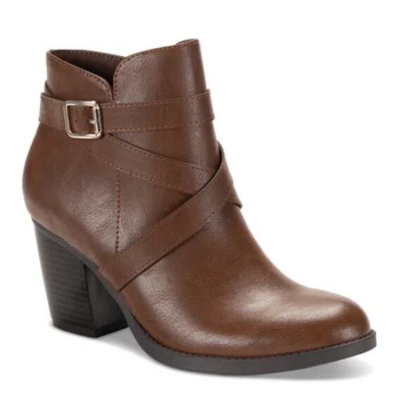 Style & Co Zetaa Heeled Mini Bootie in Cognac Brown New Size 7.5 - Picture 1 of 4